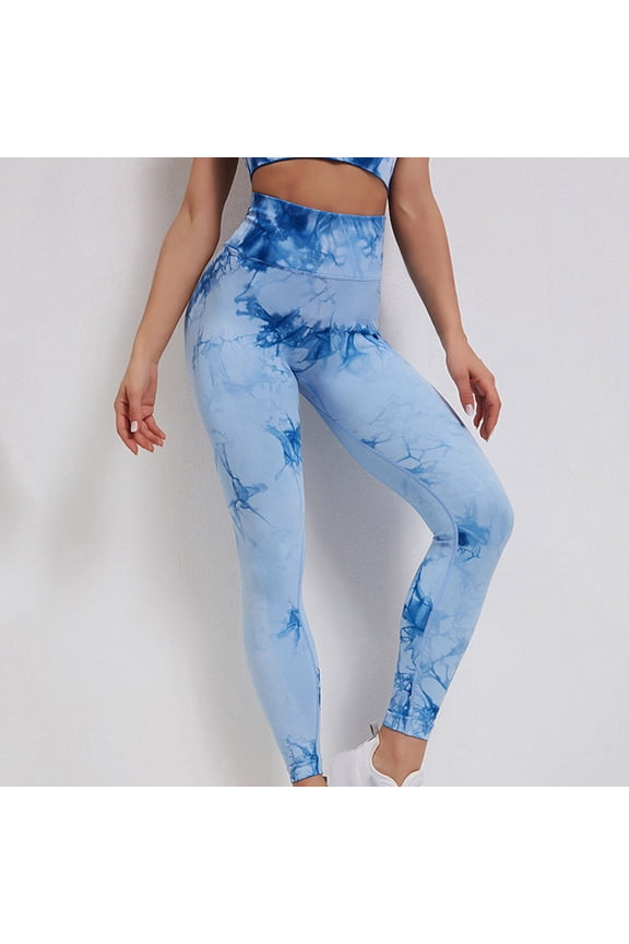 Maoxin Yoga Pants Women's Tie Sports Seamless High Waist Tight Waist Lifting Hip Long Pants Elastic Shockproof Yoga Pants Workout Leggings Blue L