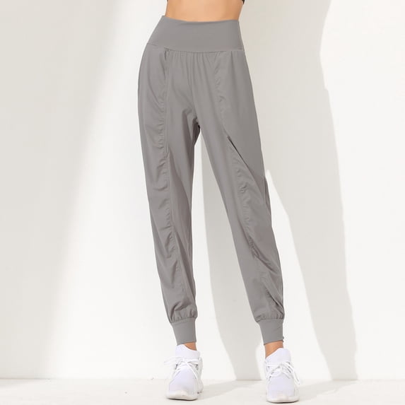 Yoga Pants Womens High Waisted Yoga Jogging Pants Pants Baggy Solid Color Casual Pants Plus Size Yoga Pants for Women Gray M