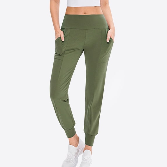 Yoga Pants Womens Solid Color Elastic Waist Yoga Pants Leggings Casual Sports And Fitness Pants Yoga Pants Plus Size Yoga Pants for Women Green S