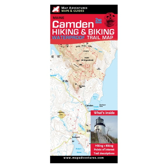 Map Adventures 103092 Camden Maine Waterproof Guide Map Book