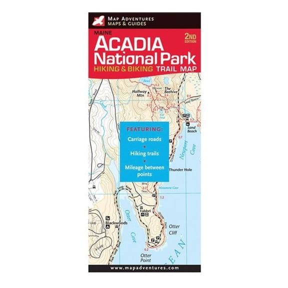 Map Adventures 103093 Acadia Hike Bike Trail Map Biking Guides
