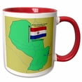 thumbnail image 1 of 3drose, Map and Flag of Paraguay with Republic of Paraguay Printed in English, Spanish and Guarani, 11oz Two-tone Red Mug, 1 of 6