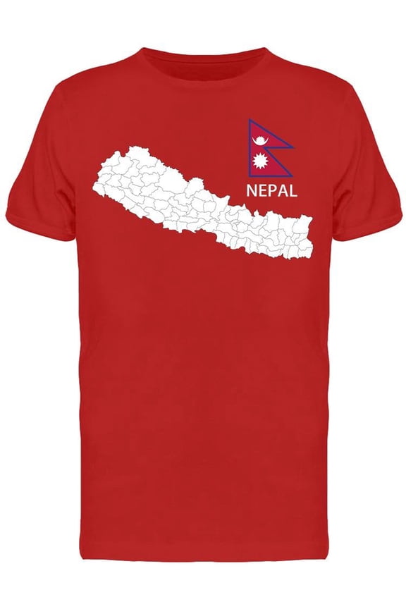 Map And National Flag Nepal T-Shirt Men -Image by Shutterstock, Male 3X-Large