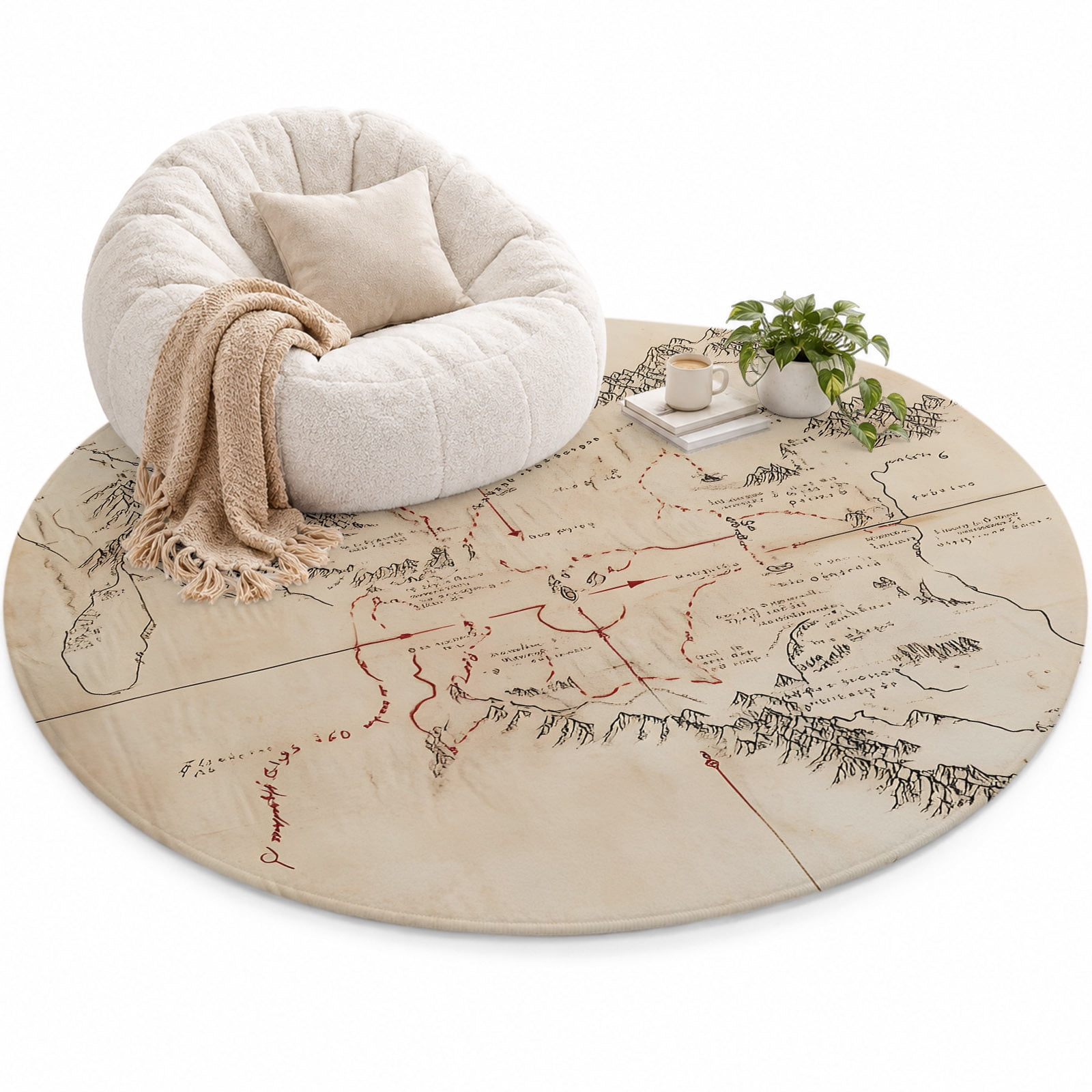 Map Area Rug 3', Medieval Retro Soft Mat Non-Slip Silicone Backing ...