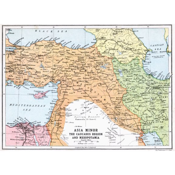 Map Of Asia Minor And Caucasus Region And Mesopotamia At Beginning Of First World War From The Great World War A History Volume Iii Published 1916 Canvas Art - Ken Welsh Design Pics (17 x 12)