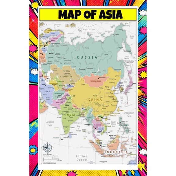 Map Of Atlantic Ocean 36x60 Inch - Pop Art Edition Vibrant Perfect for Kids Classrooms and Homes Laminated Wall Poster - Vivid Imagery with Bright Colors