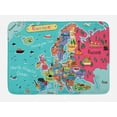 thumbnail image 1 of Map Bath Mat, Illustration of Europe Map with City Landmarks and in Cartoon Style, Plush Bathroom Decor Mat with Non Slip Backing, 29.5" X 17.5", Multicolor, by Ambesonne, 1 of 2
