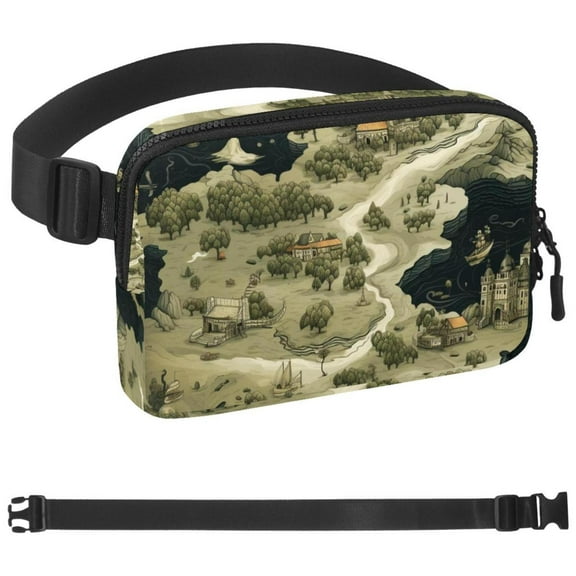 Map Block Fanny Pack for Men Women, Crossbody Waist Bag Pack, Belt Bag for Travel Walking Running Hiking Cycling, Easy Carry Any Phone, Wallet