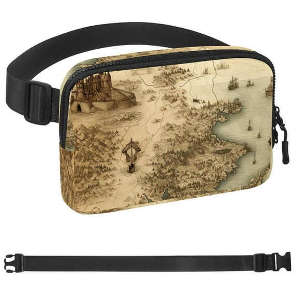 Map Block Waist Pack for Running Fanny Pack for Women and Men Crossbody Belt Bag Bum Bag with Adjustable Strap for Sports