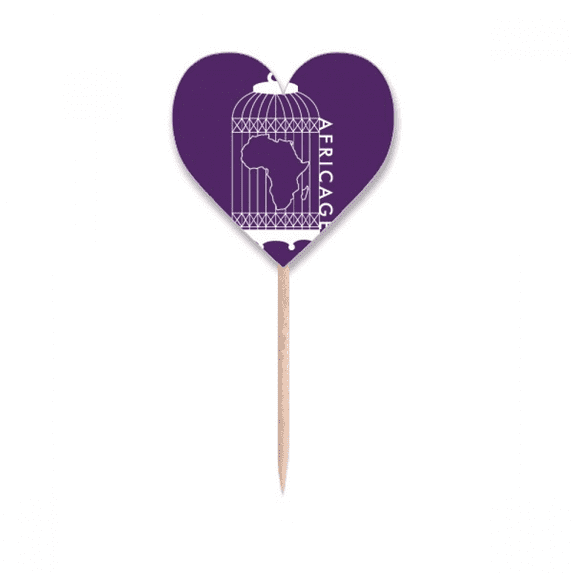 Map Cage Continent Africa Toothpick Flags Heart Lable Cupcake Picks