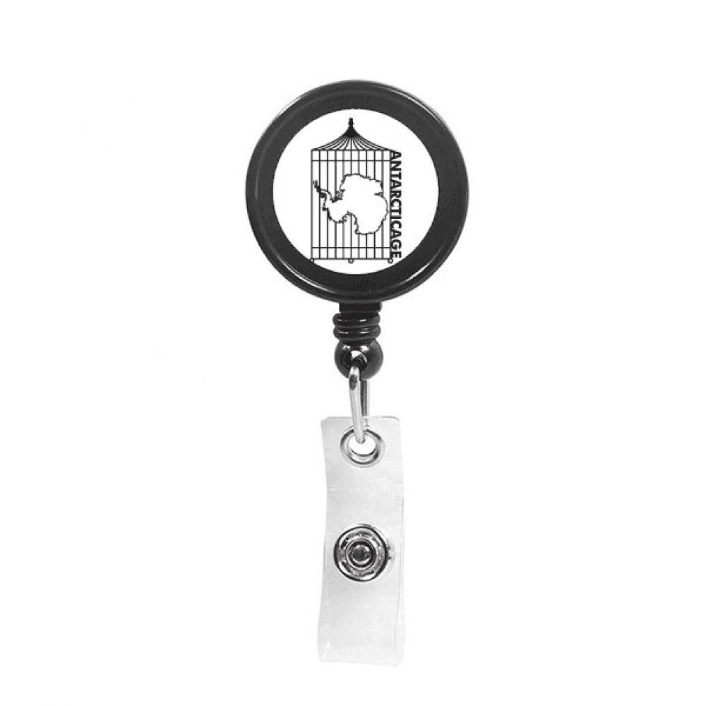 Map Cage Continent Antarctica Retractable Keychain Badge Holder ID Badge