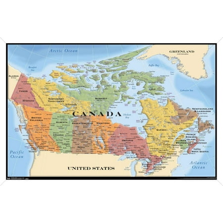Map - Canada Wall Poster, 14.725" x 22.375", Framed