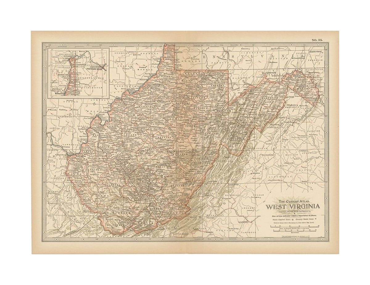 MapCentury Atlas of the World, West Virginia 1914 StateHistoric