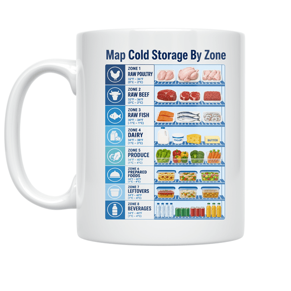Map Cold Storage By Zone - Food Service Professionals - 11 oz Ceramic Coffee Mug