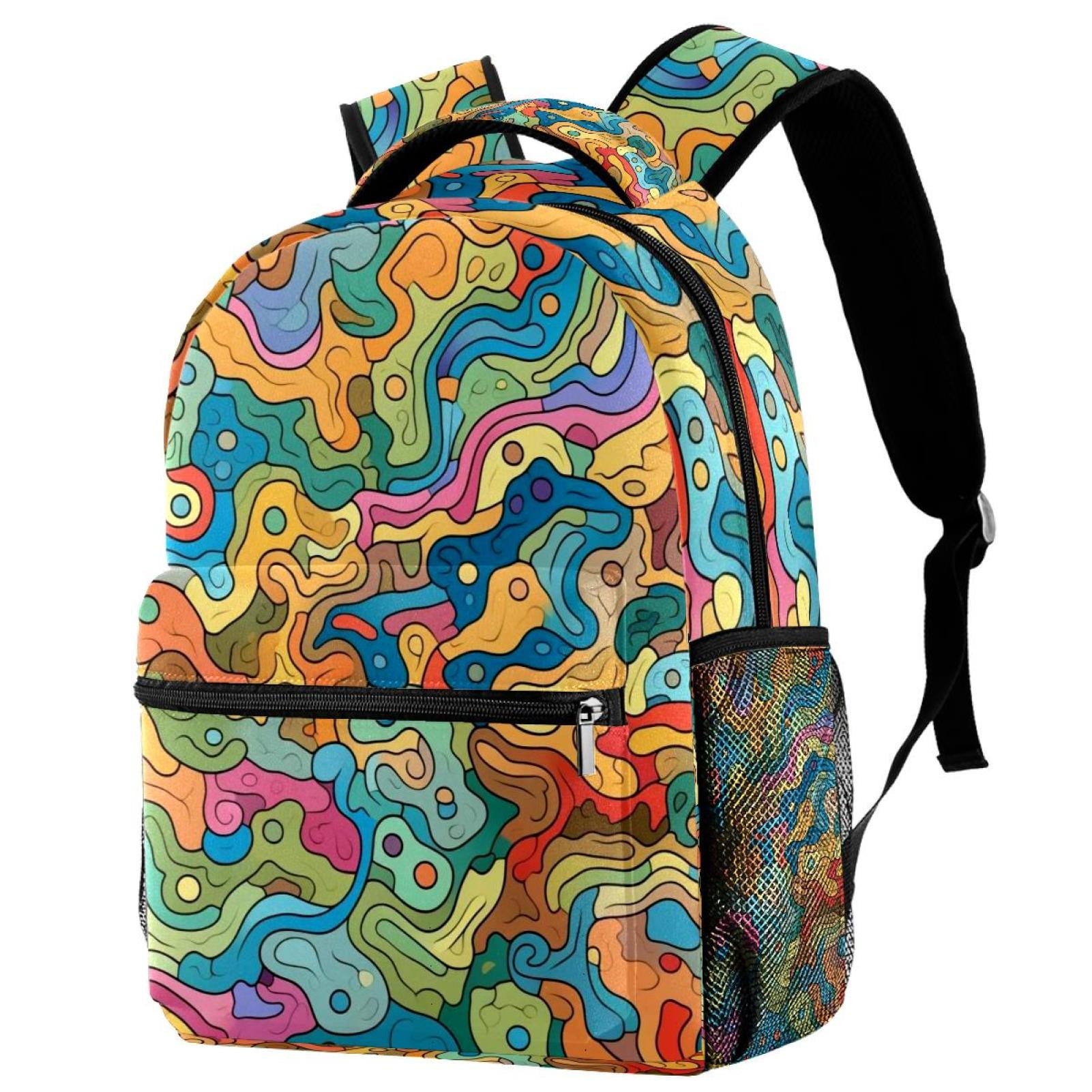 Map Colorful Cartoon Lightweight Backpacks Roomy Interior, Casual