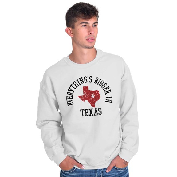 Map Crewneck Sweat Shirts Sweatshirts Bigger In Texas Lone Star State TX Cowboy