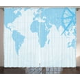 thumbnail image 1 of Ambesonne Map Curtains 2 Panel Set, Old Compass Blue Grunge, 108" x 90", Pale Blue, 1 of 3