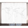 thumbnail image 1 of Ambesonne Map Curtains 2 Panel Set, Simple Outline Abstract, 108" x 84", Black White, 1 of 3