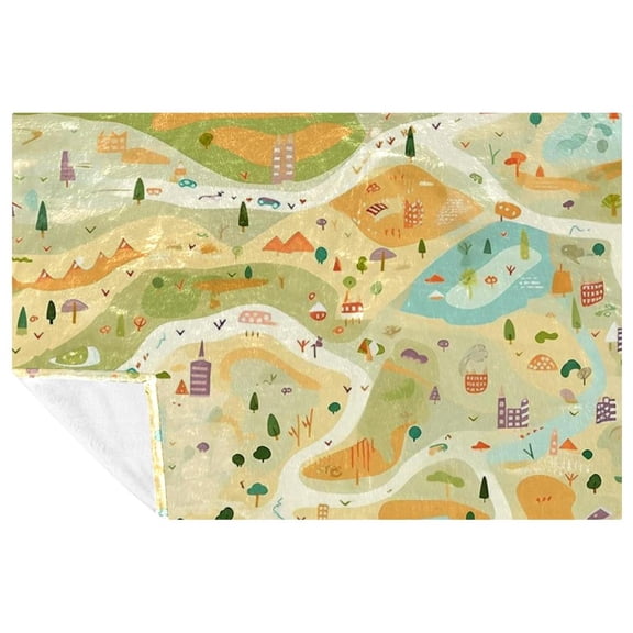 Map Custom Microfiber Throw Blanket, Soft and Warm Printed Throw Blanket, Lightweight, Suitable for Sofa, Bed, Couch, Office, and Camping - Blankets & Throws