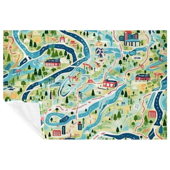 Map Customized Microfiber Throw Blanket: Soft, Warm, and Printed - Lightweight Sofa, Bed, Couch, Office, Camping Throw Blankets