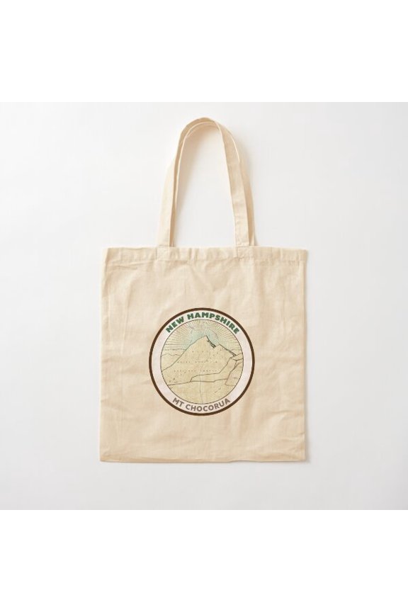 Map Design, New Hampshire Mt Chocorua Canvas Tote Bags, Reusable Shopping Bag