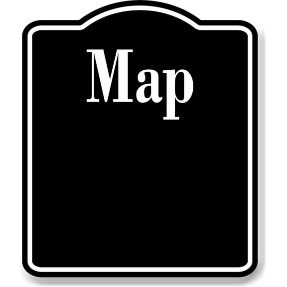 Map Directions BLACK Aluminum Composite Sign, 8.5"x10"