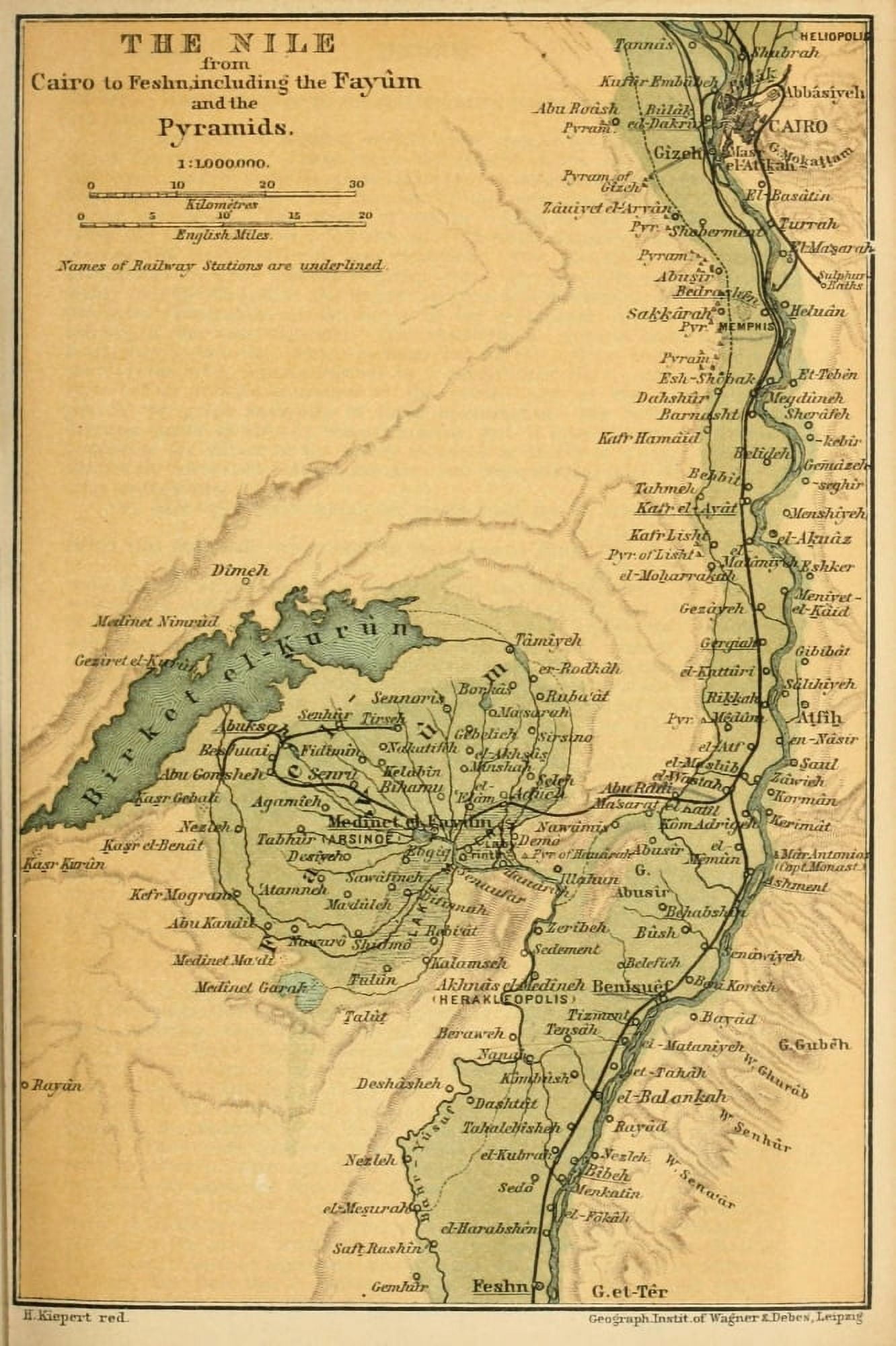 Map Egypt A Handbook for Travellers 1892 The Nile from Cairo to Feshn Canvas Art - (24 x 36)