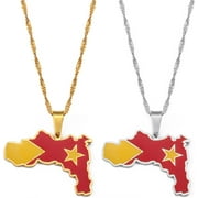ANILUX Map of Ethiopia Tigray Pendant Necklaces - Ethnic Charm Patriotic Africa Map Flag Necklaces,Gold Color Classic Hip Hop Jewelry for Women Men Trend Party Gift