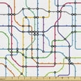 thumbnail image 1 of Ambesonne Map Fabric by the Yard Upholstery, Colorful Lines Metro Scheme, 10 Yards, Multicolor, 1 of 4