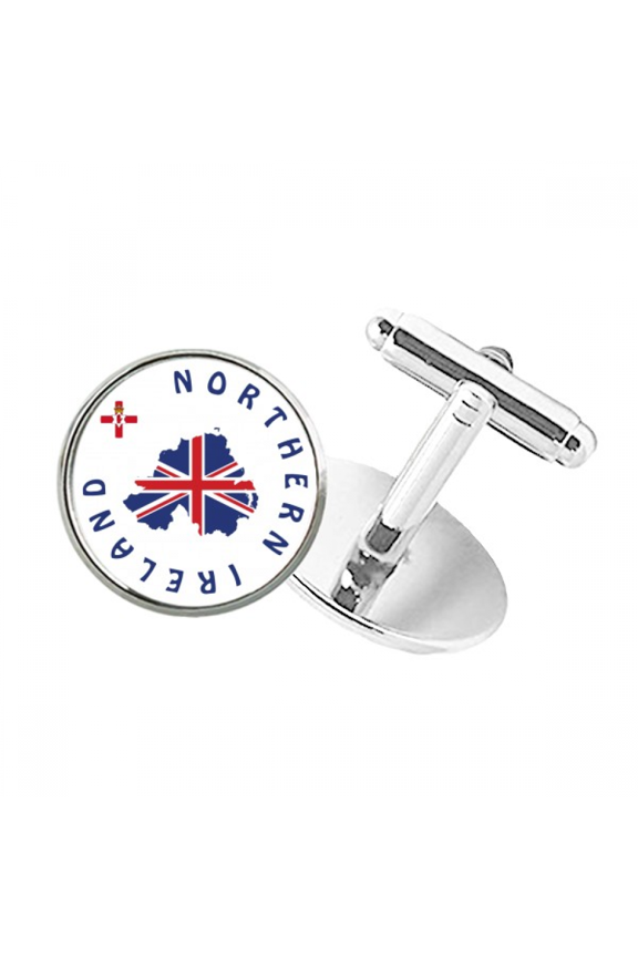 Map Flag Northern Ireland Round Button Cuff Clip Stud Cufflinks