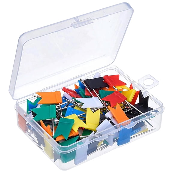 Map Flag Push Pins, 100PCS Colorful Cork Map Tacks with Steel Points, Decorative Flag Pins for Bulletin Board, Travel Map Markers for Home Office Craft Projects