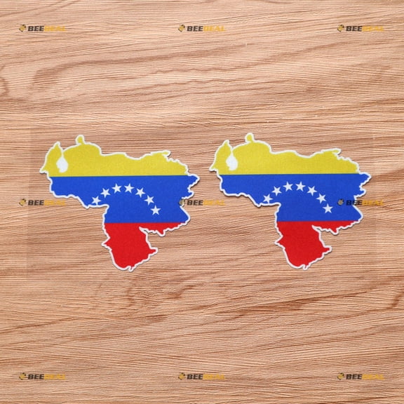 Map Flag of Venezuela Sticker Decal Vinyl - 2 Pack Reflective 4" - For Car Boat Laptop Cup