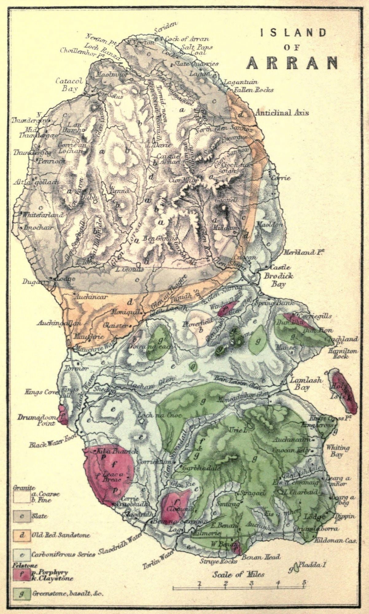 Map Geology of Arran & other Clyde islands 1872 Island of Arran Canvas Art - Map (18 x 24)
