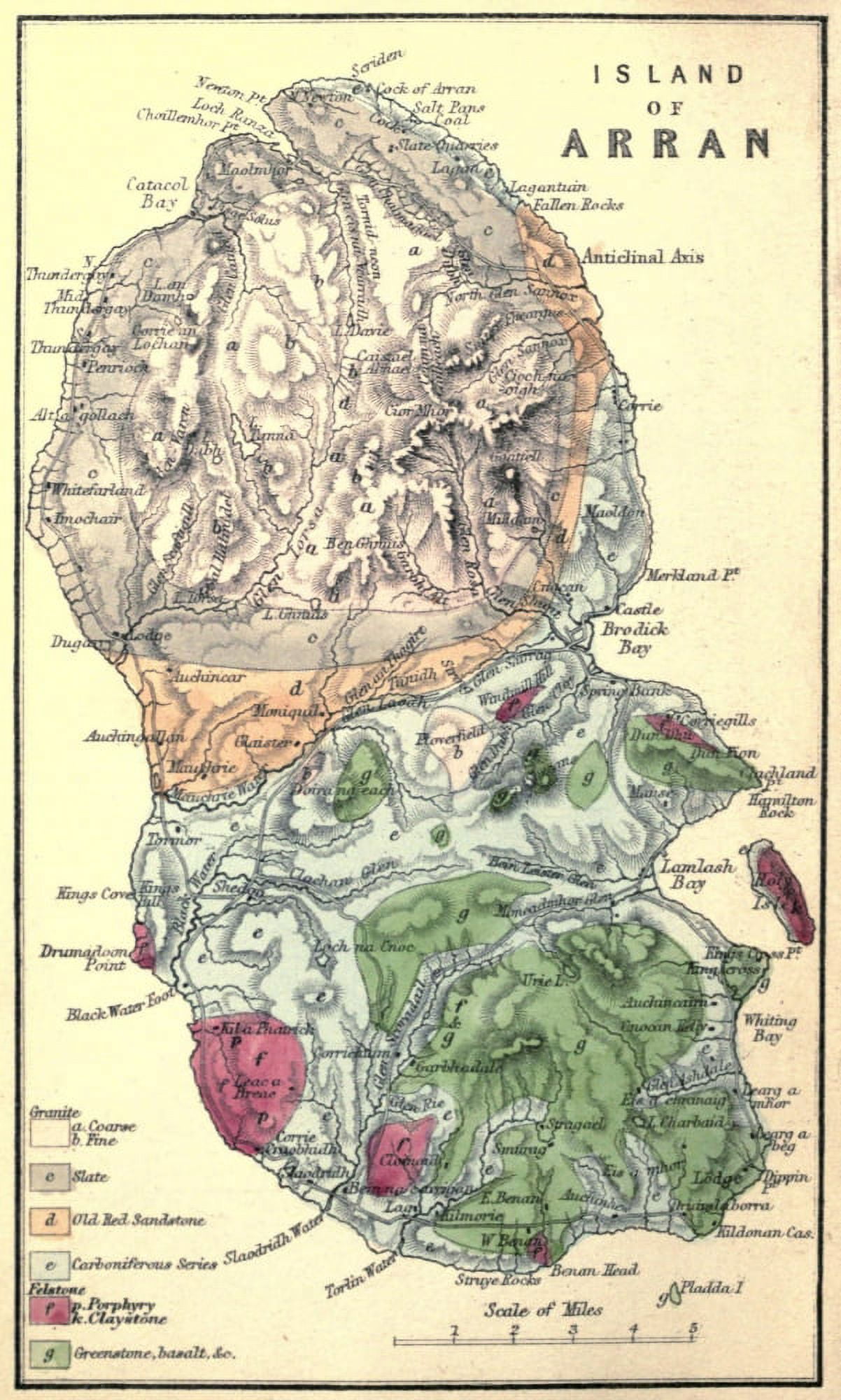 Map Geology of Arran & other Clyde islands 1872 Island of Arran Canvas Art - Map (24 x 36)