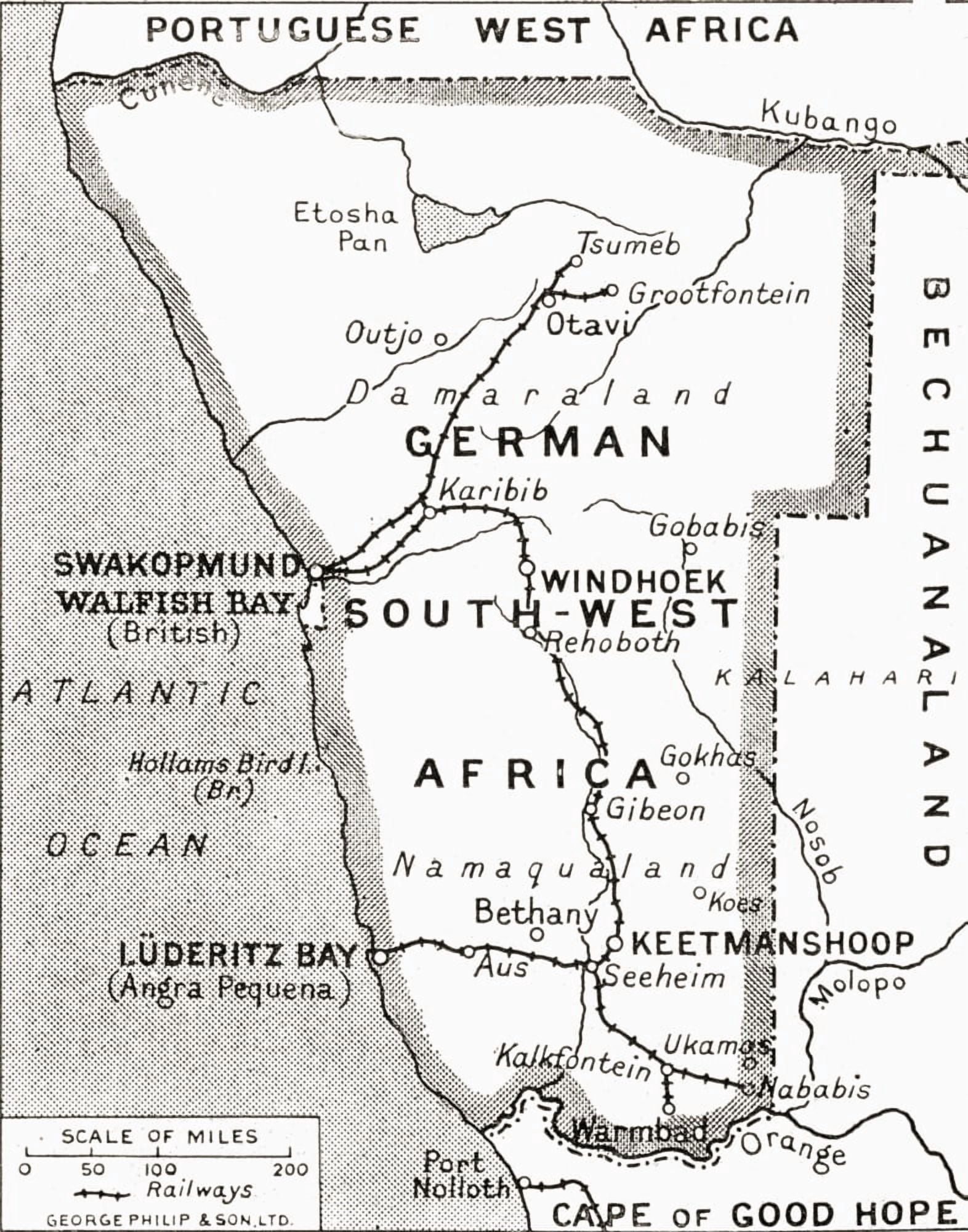Map Of German South West Africa Scene Of One Of Britains Campaigns Showing Walfish Bay And Keetmanshoop From The Illustrated War News Published 1915 Canvas Art - Ken Welsh Design Pics (13 x 16)