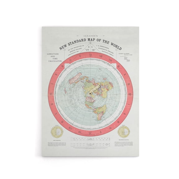 Map Gleason 1892 World Time Canvas Wall Art Print 12X16"