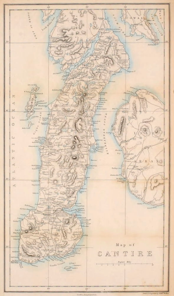 Map Glencreggan 1861 Cantire Canvas Art - Map (24 x 36)