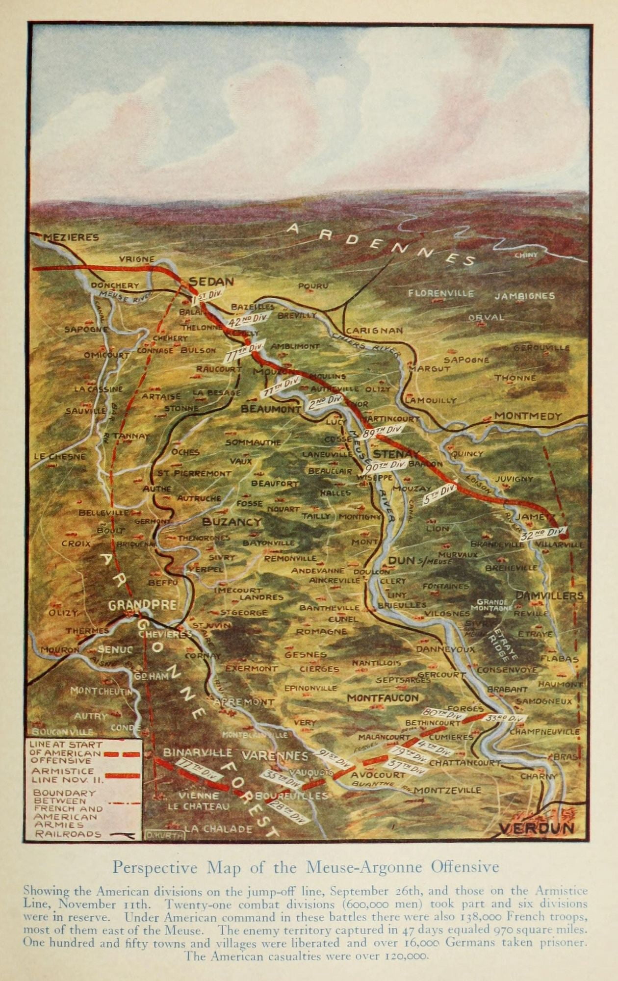 Map Harpers Pictorial World War 1920 Meuse-Argonne Canvas Art - (18 x 24)