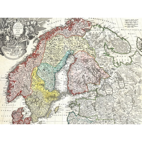 Map Homann 1730 Norway Finland Baltic Denmark Sweden Extra Large XL Wall Art Poster Print
