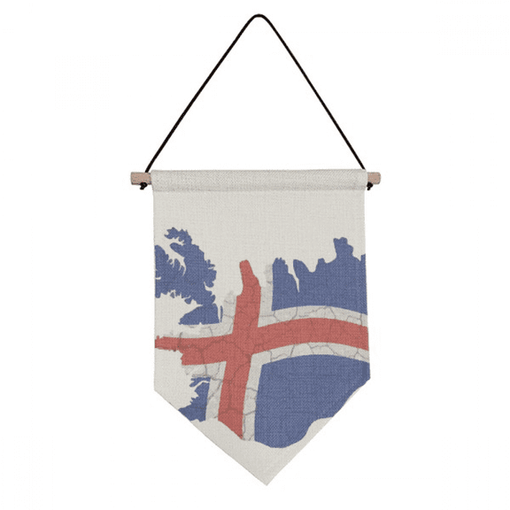 Map Iceland Flag Pattern Canvas Flag Hanging Wall Art Decor Banner