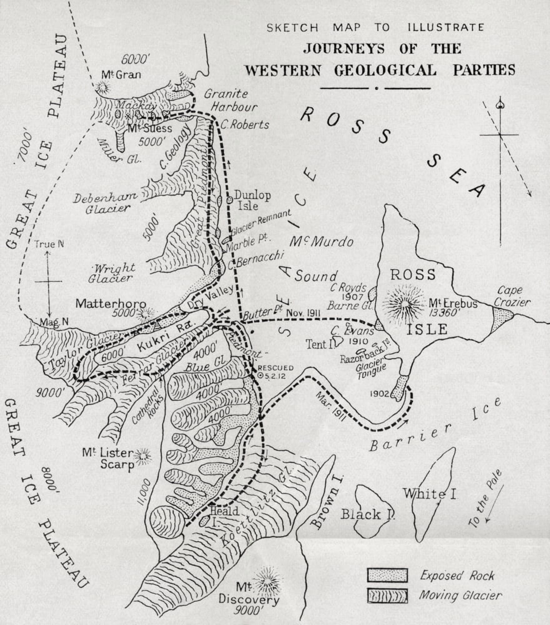 Map Illustrating The Journeys Of The Western Geological Parties During Robert Falcon Scott Canvas Art - Ken Welsh  Design Pics (26 x 30)