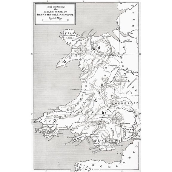 Map Illustrating The Welsh Wars of William Rufus & Henry I From The Book Short History of The English People by J.R. Green Published London 1893 Poster Print - 22 x 36 - Large