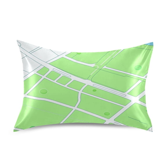 Map Imaginary Town Luxury Silky Soft Pillowcase Standard Size Wrinkle Resistant Envelope Closure 20x26in