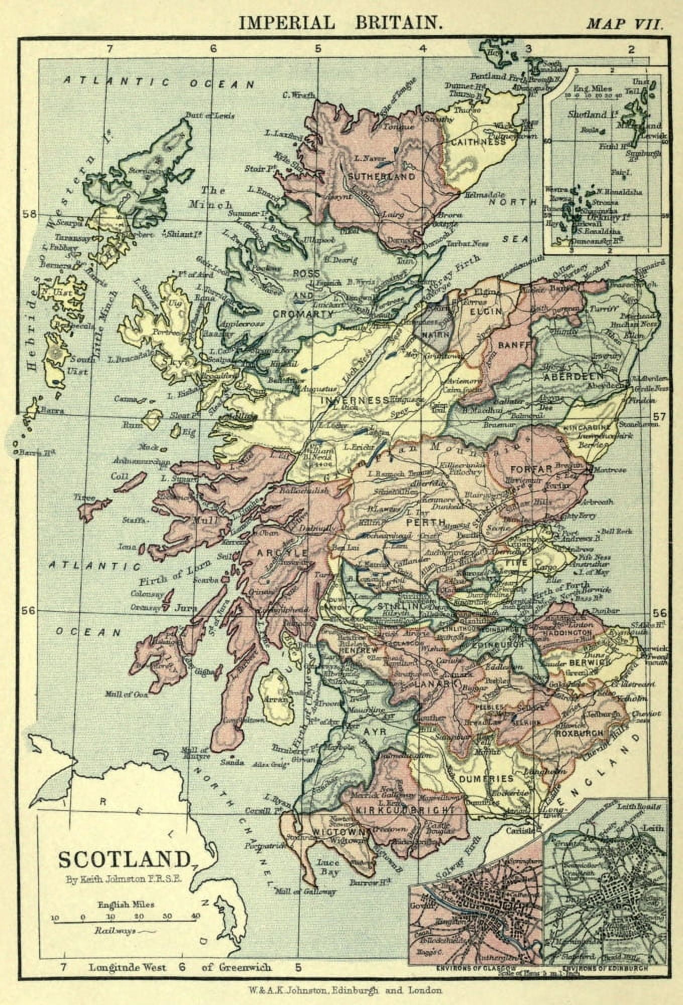 Map Imperial Britain 1898 Scotland Canvas Art - Map (18 x 24)