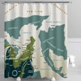 thumbnail image 1 of Map-Inspired Shower Curtain with Designs - Beige Background Dark Green Markings Unique Names, 1 of 5