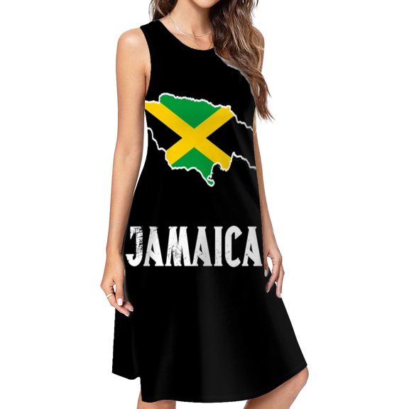 Map Jamaica Country Colors Jamaica Casual Sleeveless Loose Sundress Dress For Women Summer Dress Daily Woman