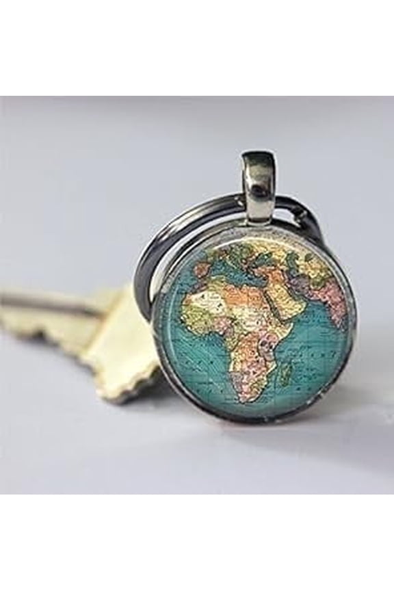 Map Keychain World Travel Globe Key Chain 25MM