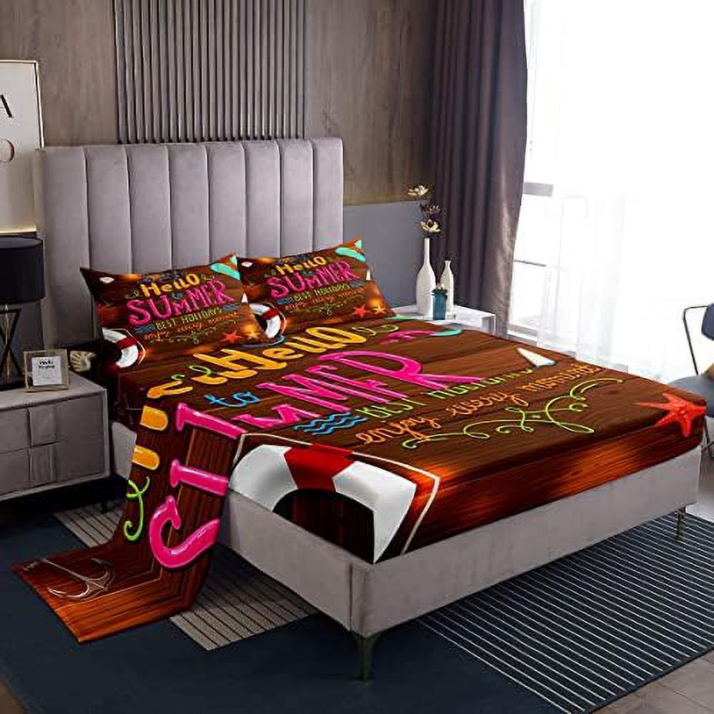 Map Kids Sheet Twin Size Nautical Adventure Anchor Compass Bedding Set