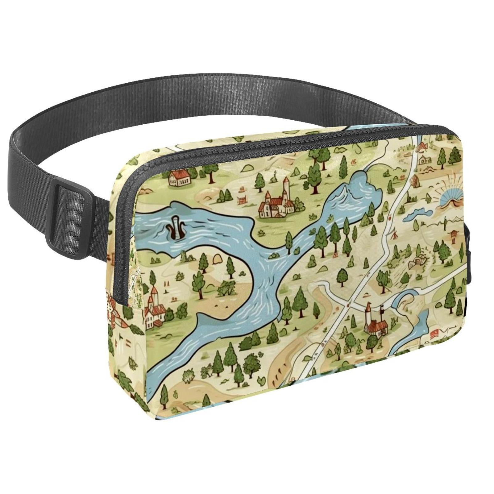Map Lightweight Adjustable Fanny Pack with Extension Strap, Unisex Waist Bag