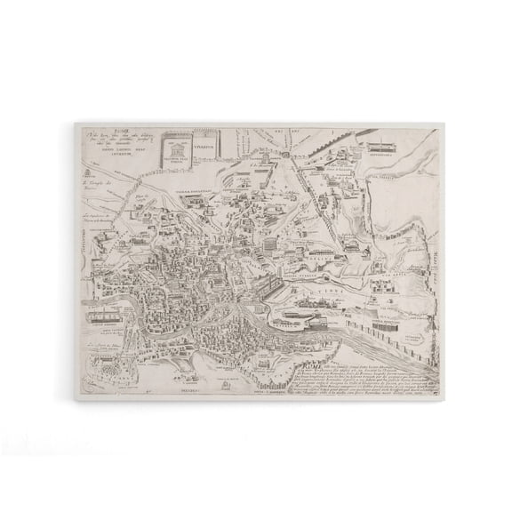 Map Ligorio Ancient Rome Plan Canvas Wall Art Print 24X32"